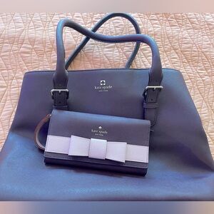 Gently loved maroon Kate Spade tote and wallet